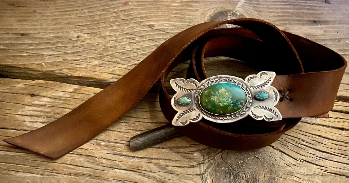 Sterling Silver Belt Buckle Handmade for RRL Old Taos Turquoise