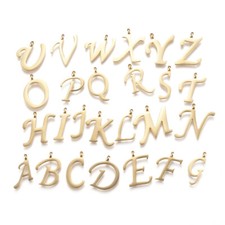Colgantes alfabeto dorado letra inicial de acero inoxidable 304 A~Z 15~19x5,5~19x2 mm