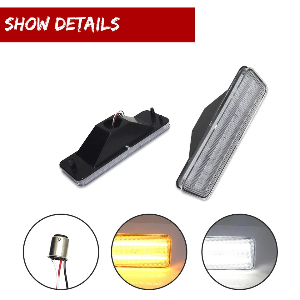 Switchback LED Front Parking Signal Lights Pair For Bronco F100 F150 F250 F350 - Image 4 of 4