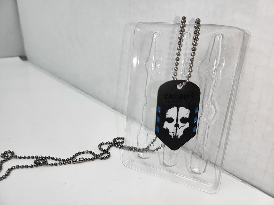 NUEVA ETIQUETA DE PERRO DURADERA DE METAL BACALAO CALL OF DUTY FANTASMAS CON CADENA DE COLLAR DE 14 PULGADAS 7J Foto 2 de 4