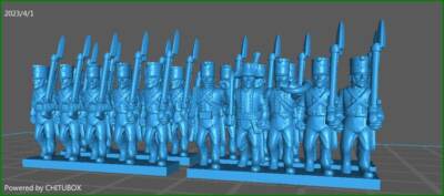Prussian Fusiliers btg 1806-7 - 4 Strips - Epic 15 mm Scale 