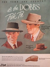 1950 Original Esquire Art Ads DOBBS Pork Pie Hats Pabst Blue Ribbon Hap Arnold