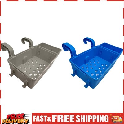 Poolside Hanging Storage Baskets with Cup Holders for Above Ground Pool (Grey) S