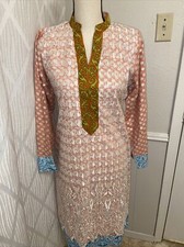 Pakistani Indian Three Piece Suit.Shirt Is Dubble Upper Is Net .Color Peach.