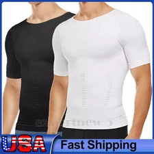 Men's Slimming Body Shaper Posture Corrector Abdomen Compression Shirt Vest Tops