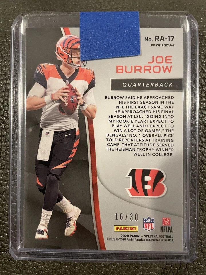 2020 Panini Spectra Rookie Aura Neon Green 16/30 #RA-17 Joe Burrow - Image 2 of 2