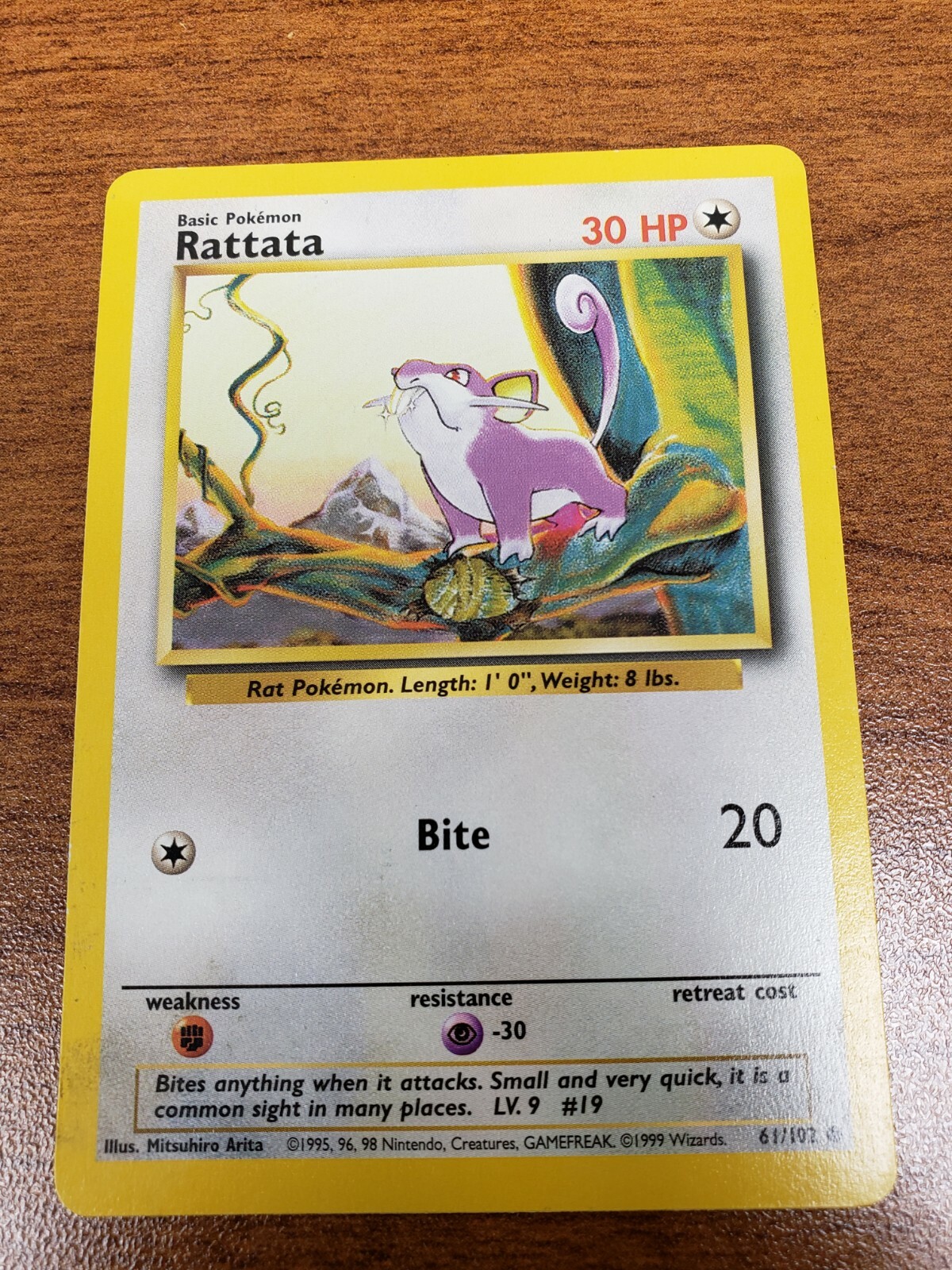 Pokemon TCG RATTATA - 61/102- Base Set Unlimited 1999  WOTC Common LP