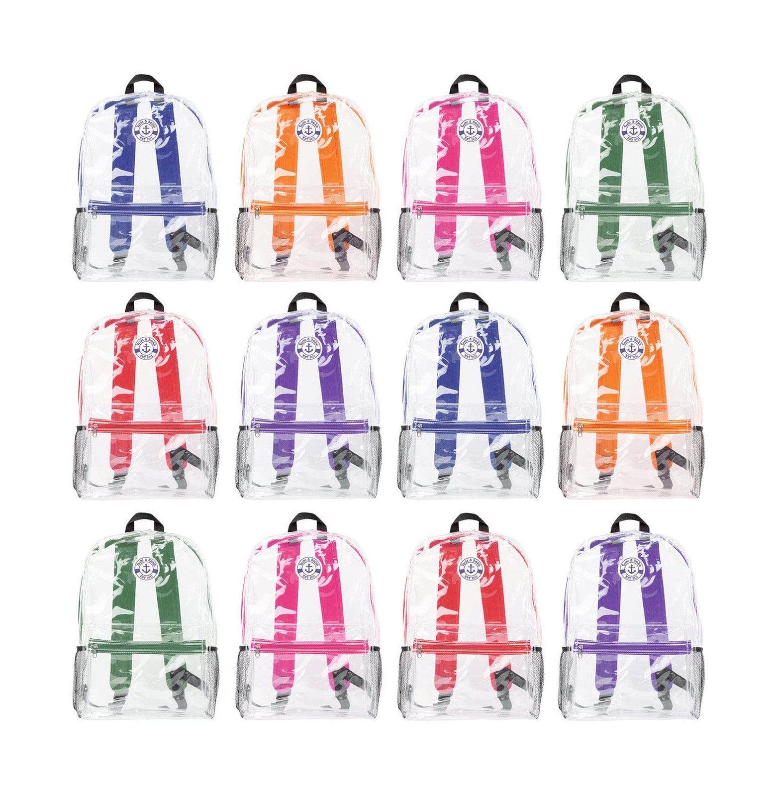 Paquete de 12 mochilas transparentes transparentes transparentes Yacht & Smith, a granel 17 pulgadas ligeras o...