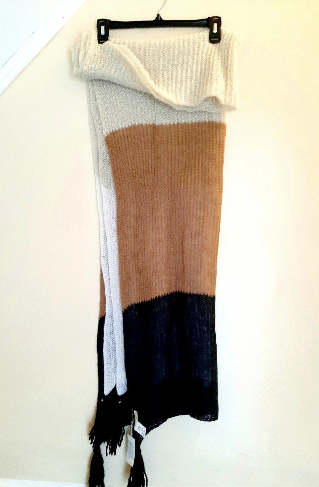 NWT Fashion FINE KNIT Scarf Shawl 'Addition ELLE' Oversized Multi NEUTRAL Tones