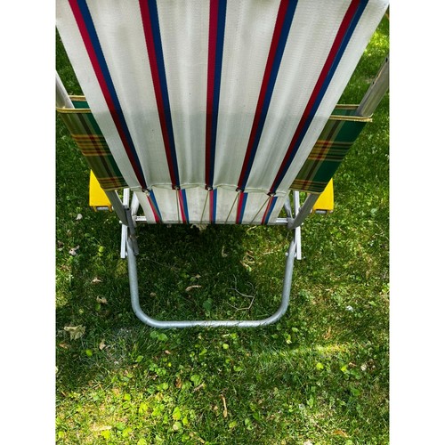 Vintage Aluminum Folding Lawn Chair Webbed Yellow ARMS red white blue #1 - Picture 6 of 12