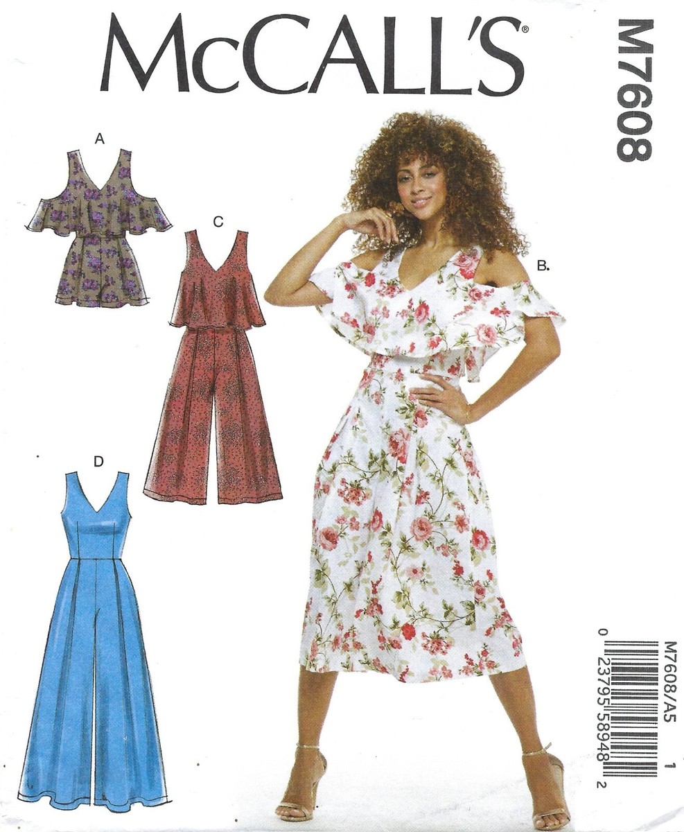 McCall's M7608 Sleeveless or Cold Shoulder Romper, Jumpsuit Sz 14