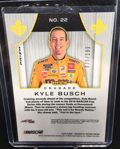 2020 Chronicles Racing Crusade Blue Holo Prizm Refractor #22 KYLE BUSCH 035/199 - 第 2/2 張圖片