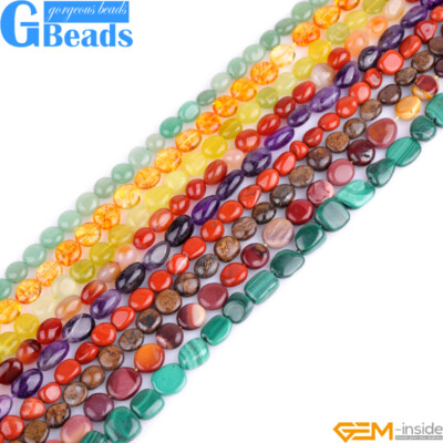 Wholesale Lot Of 15 Freeform Potato Nugget Gemstone Beads 6x8mm For Jewelry Making - Assorted Colors