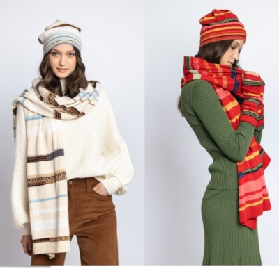 Bonnet En Laine Rayé Ivko - Rouge Et Beige - Taille Unique - Neuf Avec étiquettes