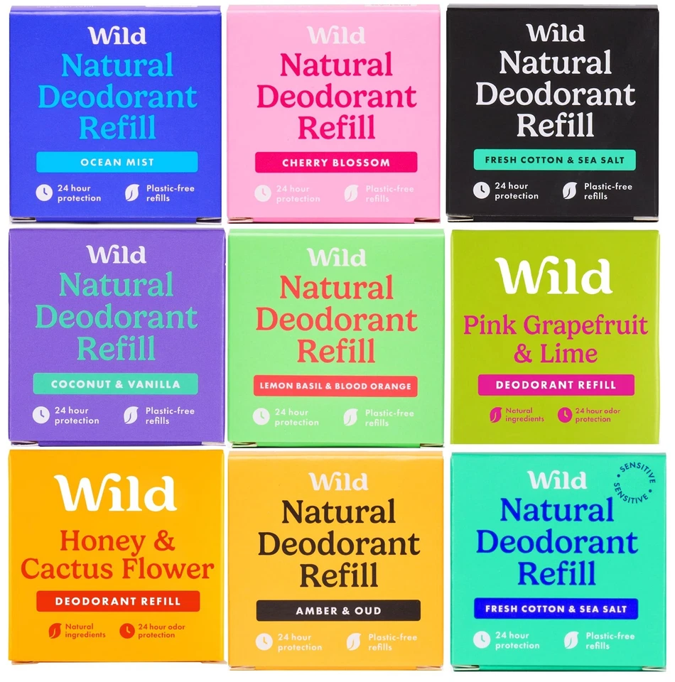 Wild Natural Deodorant Refills (4 x 40g) Plastic Free