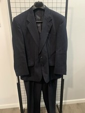 Towncraft 2 Pc Suit Men's Blazer 40S Pants 32X32 Navy Blue Pinstripe Wool Poly