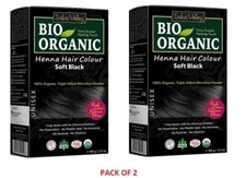 Pack of 2 Indus Valley Bio Organic Soft Black Henna Hair Colour 100 gm Each