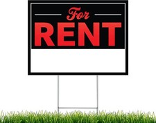 NEXT LEVEL SIGNS For Rent Yard Signs 24" W x 18" H Double Sided Waterproof