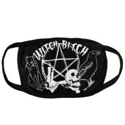 kreepsville 666 WITCH BITCH BLACK MAGIC Face-Mask black cat RAVEN skull New