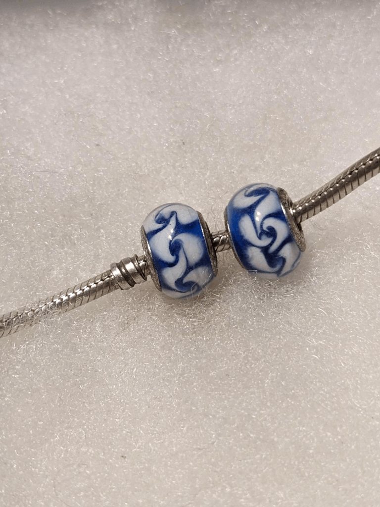 Set of NEW Pandora Blue White Waves Murano Glass Beads