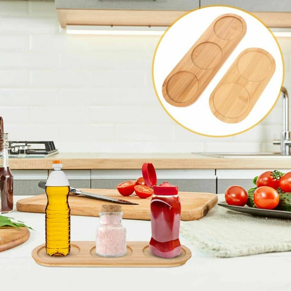 Pepper Mill Tray Bamboo Tea Tray Salt and Pepper Stand Tray Wood Storage Holder - image 3 of 4