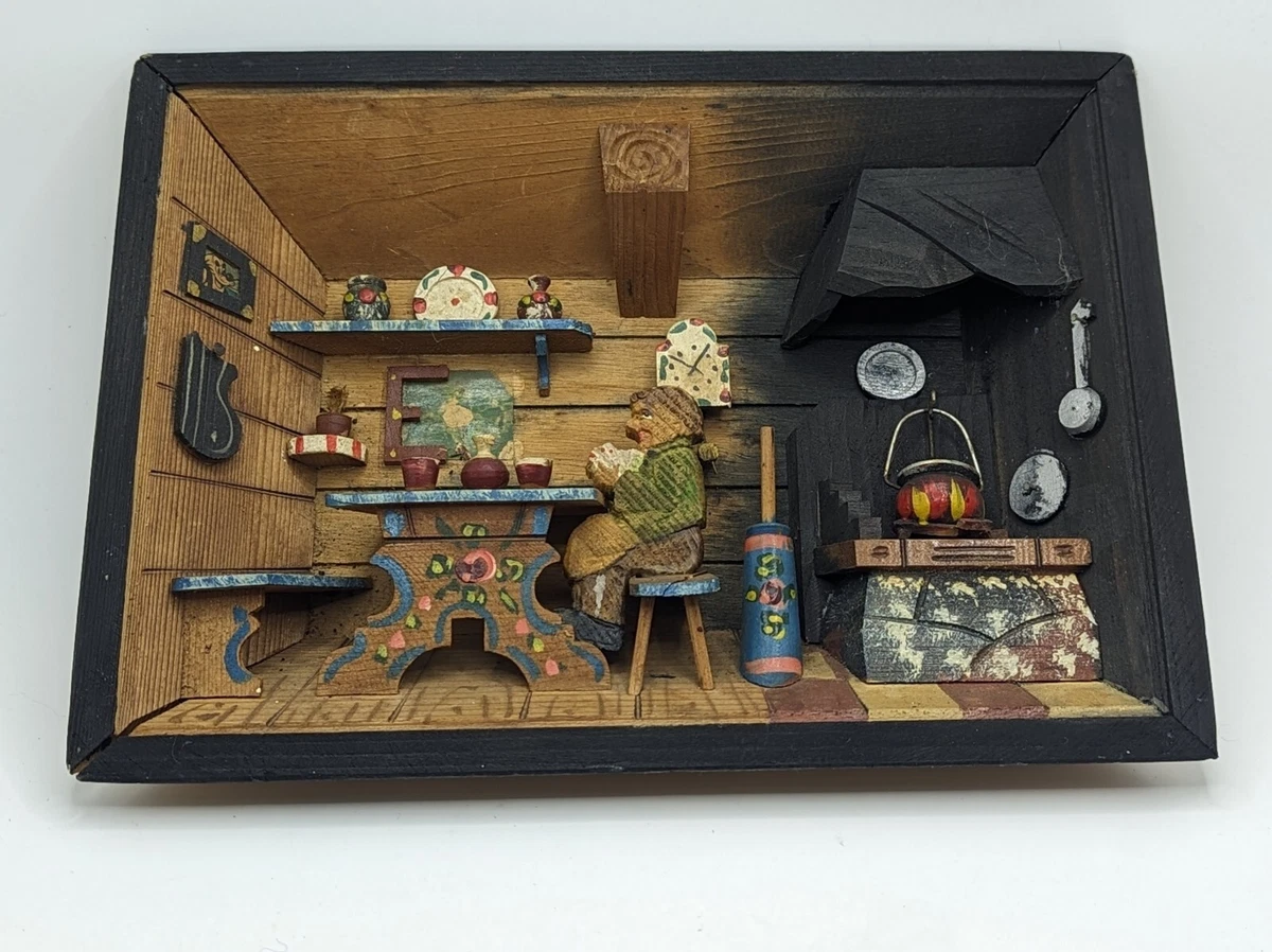 Diorama Vintage Shadow Box Kitchen Scene 3D, Diorama Box