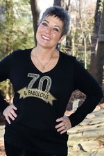 Fabulous at 70 Birthday Rhinestone Bling shirt S M L XL XXL 1X 2X 3X 4X 5X gold