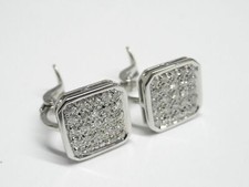 Orecchini oro bianco 18 kt 750 quadrati diamanti 1,00 ct -535/vv-