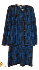 ANNE KLEIN 2 PCS Set Size M/L Dress Sweater Black Blue Knee Length Stretch Knit