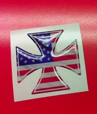 1 Autocollant Résiné 3D Harley Davidson Croix Drapeau USA 5 Cm