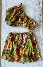 NEW W/ TAGS FARM RIO Macaw Leaves Mini Dress Women's Small Green MSRP $165