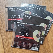 New And Sealed TDK CD-R 80Min 52x Speed 700MB Discs x5