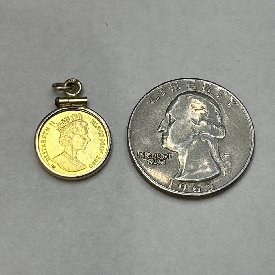 2000 ISLE Of Man 1/25 oz Gold Persian Cat _ Unc _ w/  14K Bezel - Image 2 of 4