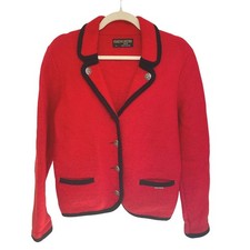 Vintage Geiger Tryol Jacket Red Boiled Wool Austrian Alpine Blazer EUC