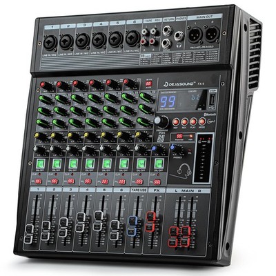6-Channel Professional Audio Mixer, FX-6usb Mixing Console with XLR Inputs, B...