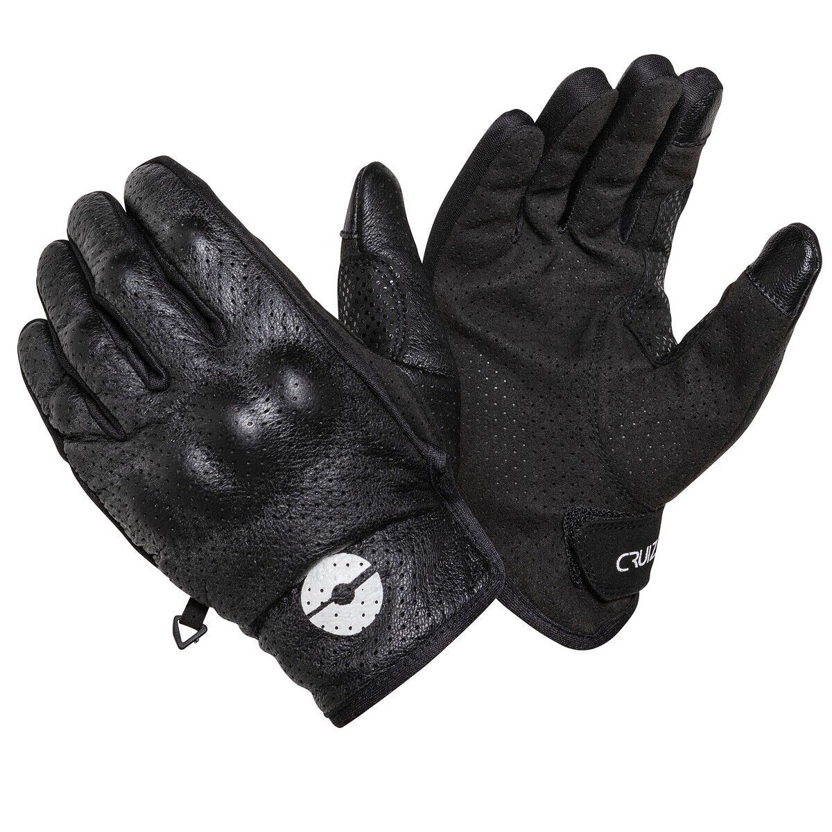 CRUIZER Guanti Moto Corto Racing con Protezioni Pelle Traforata Cinturino Polso