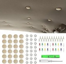 60Pcs Car Roof Headliner Repair Kit with Installation Tool, Color: Beige Grid