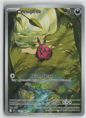 VENIPEDE 132/086 HOLO ILLUSTRATION RARE BLACK BOLT POKEMON NEAR MINT