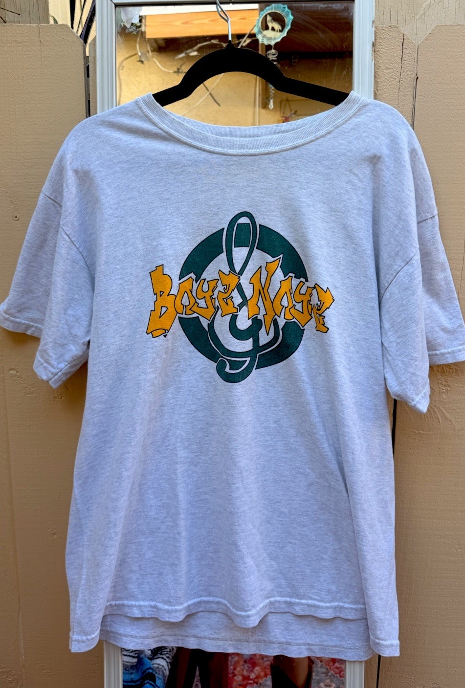 Vintage Boys Noize Treble Clef Graphic Crew Neck Short Sleeve T-Shirt Gray