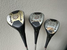 Vintage Ben Hogan Persimmon Wood Set Driver 1-3-5 Apex 3 Steel Shaft Speed Slot