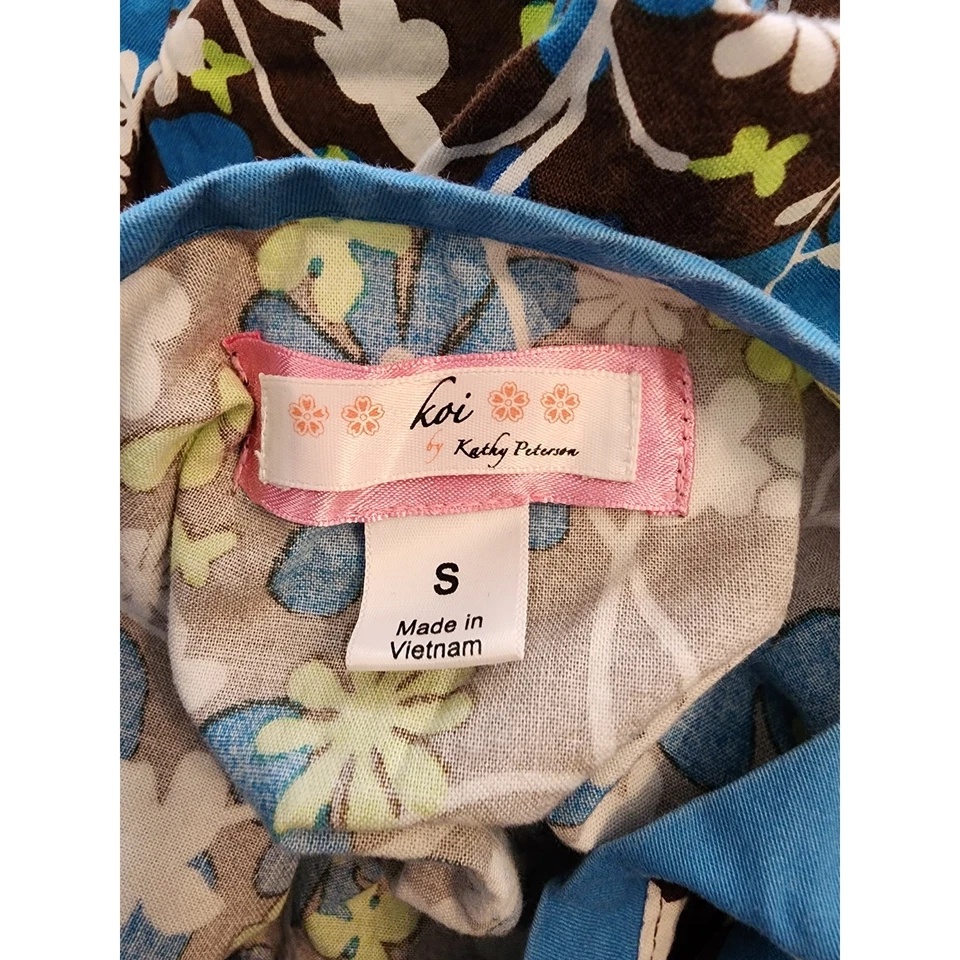 Blusa Médica Para Mujer KOI by KATHY PETERSON Marrón Azul Blanco Talla S Foto 4 de 4