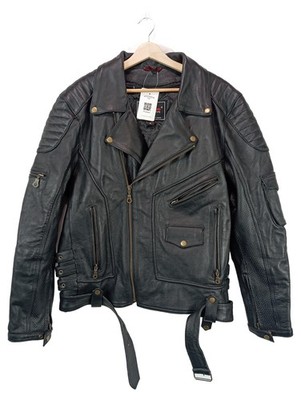 MDM Lederjacke Herren Biker Motorrad Jacke Schwarz Gr. L 52