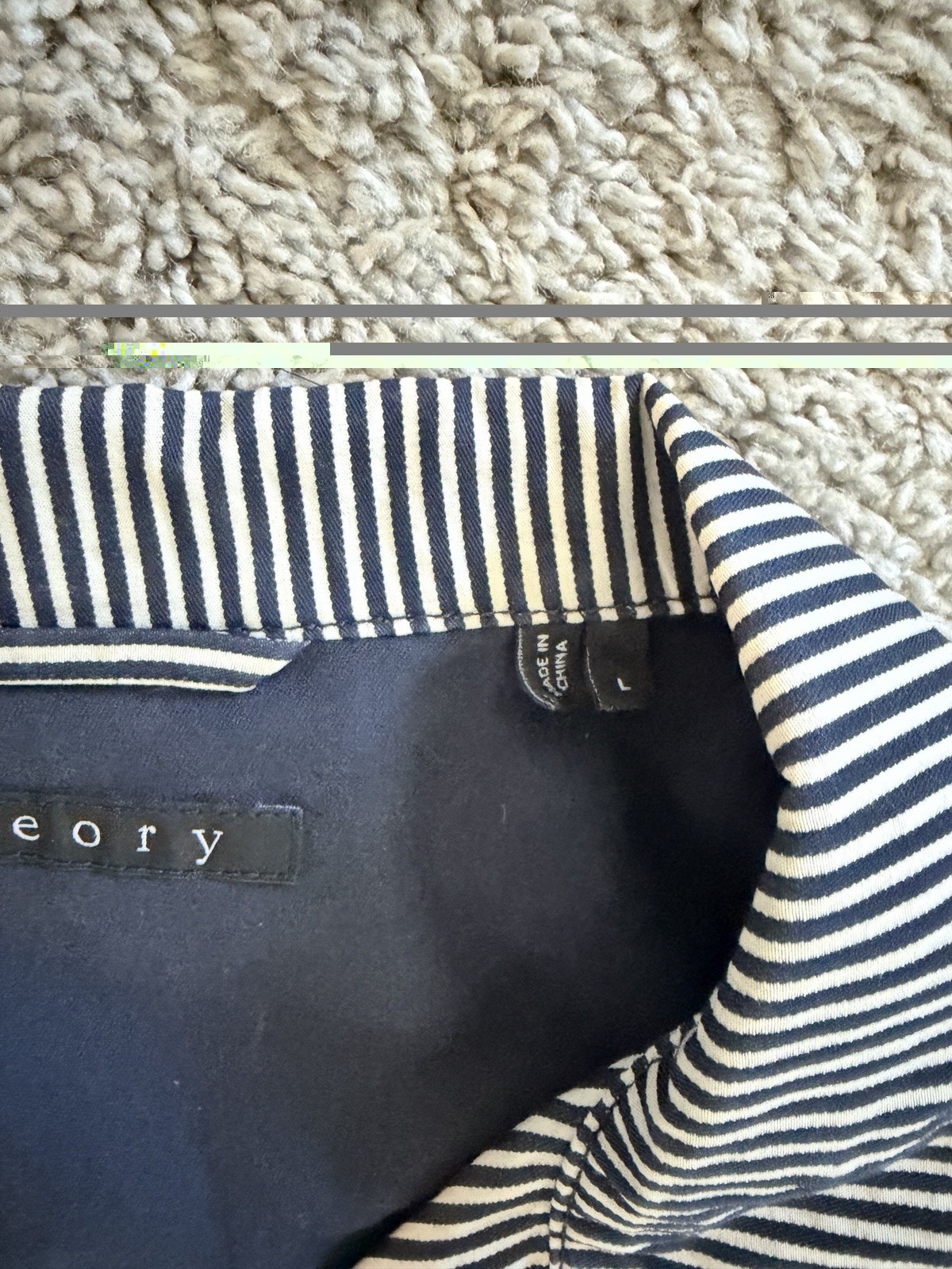 Theory Jacket Nylon Striped Thin Windbreaker Navy… - image 3