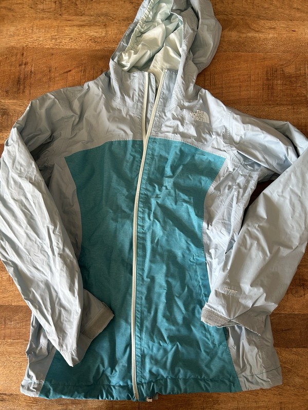 EUC North Face Jacket Girls Large 14 16 Blue DryVent Hood Lightweight Rain Wind