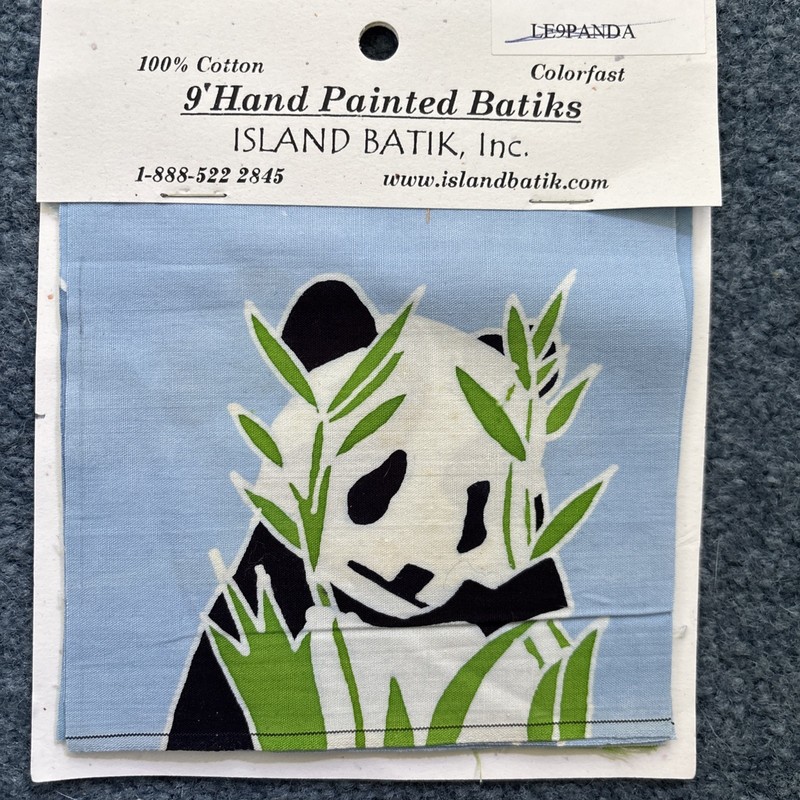 Island Batik 5” Quilting Blocks- (9) Hand Painted Blocks- Pandas. New