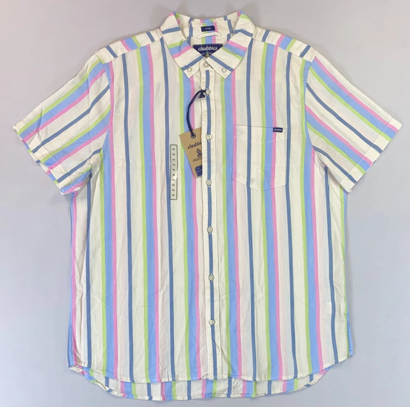 Men's Chubbies Soft Serve Resort Weave Friday Shirt Short Sleeve Stripe Button