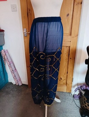 Blaue Haremshose Hose Gold Vintage Größe S