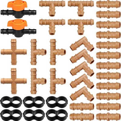 1/2'' Drip Irrigation Fittings Kit  37 Connectors for Sprinkler Systems