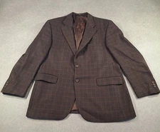 Daks Of London Mens 100% Pure New Wool Jacket 42R Brown Red Plaid Made In UK