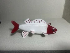 Red&white Ice Pike Spearing Decoy Wooden Handcarved And Painted